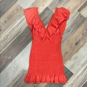 DO+BE Vibrant Red Ruffle Mini Dress